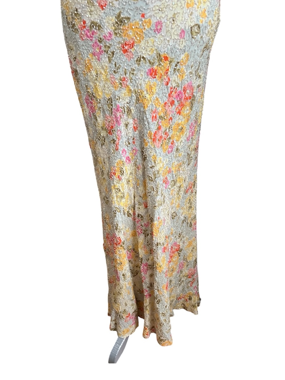 Vintage Sténay Floral Cowl-Neck Beaded Maxi Slip Dress - Picture 5 of 16